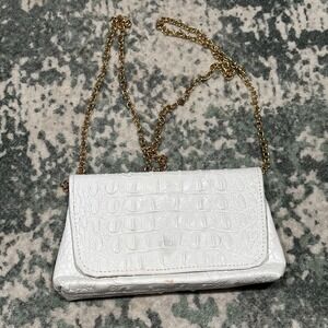 Kemestry white croc-embossed clutch Made In USA